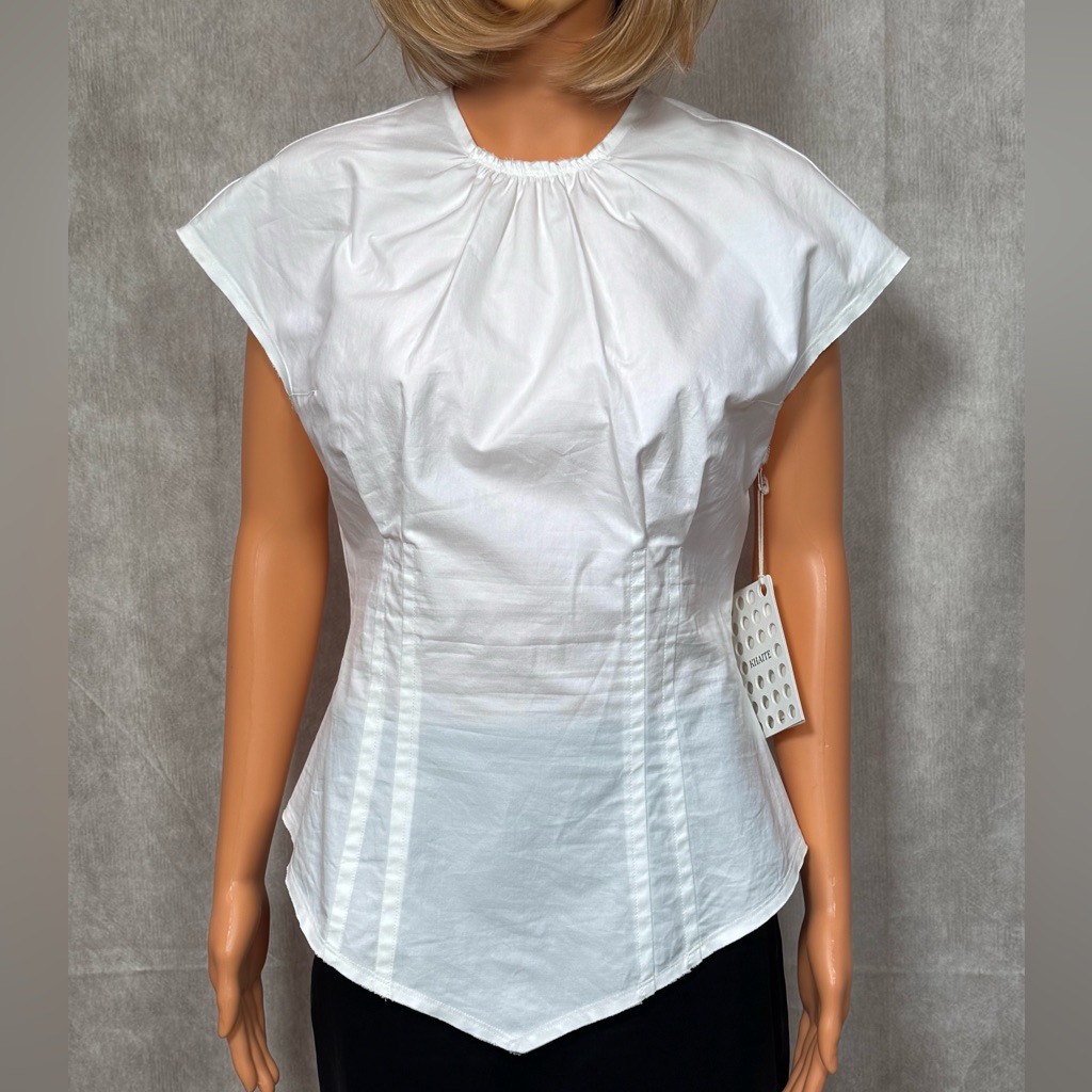 Nwt - Khaite White Fitted Blouse With Bib Collar